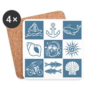 Croquis marins collage nautique - Dessous de verre (lot de 4) - blanc - Devant