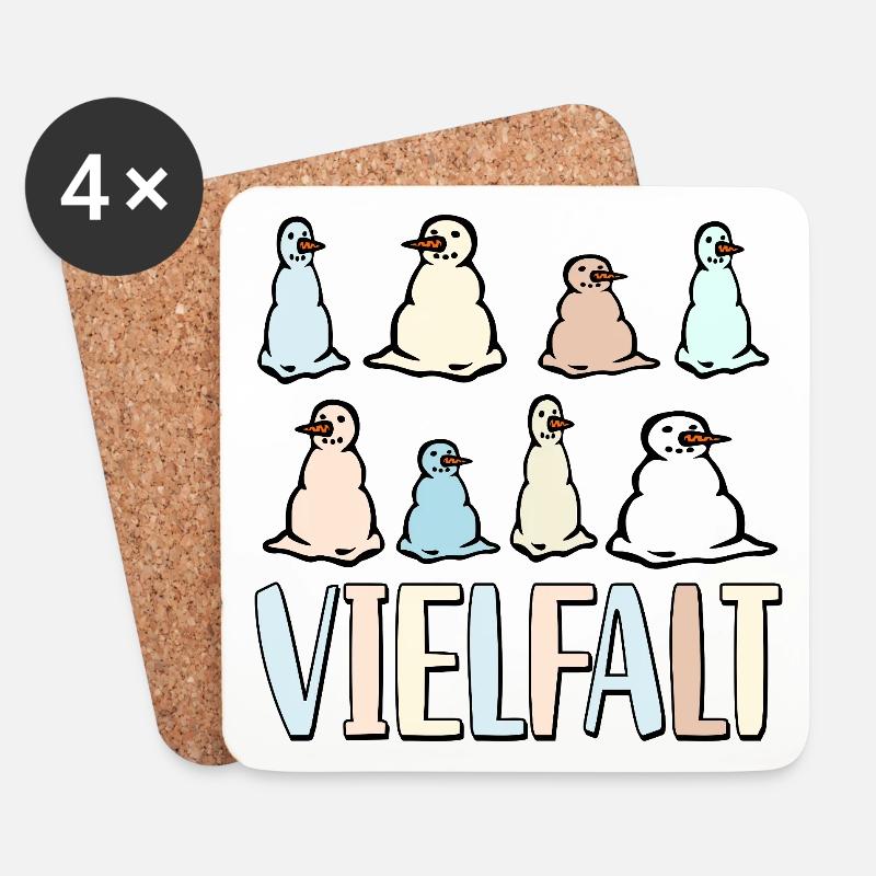 Bunte Schneemänner Winter Vielfalt - Untersetzer (4er-Set) - Weiß