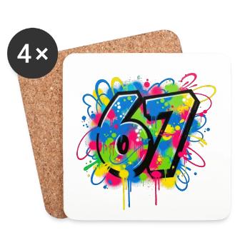 6 7 Cartoon Number Memes – Colorful Splash Design - Coasters (set of 4) - white - Front