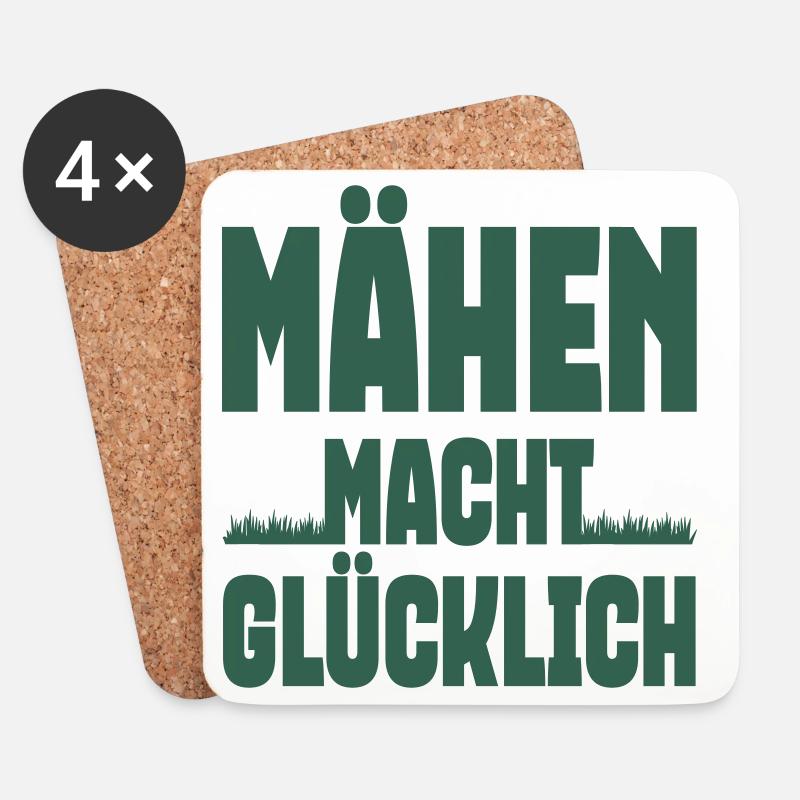 Mähen macht glücklich - Untersetzer (4er-Set) - Weiß
