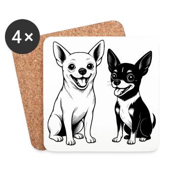 Chihuahua Love - Small Dog, Big Protector - Coasters (set of 4) - white - Front