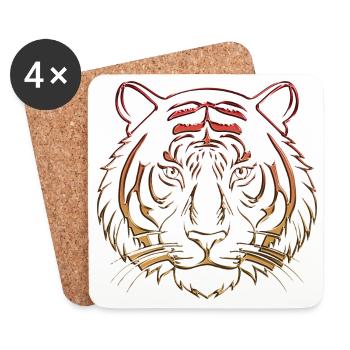 Metallischer Tiger Chrom rotorange - Untersetzer (4er-Set) - Weiß - Vorne