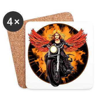 Engel Motorcycle / Motorcyclist Engel - Coasters (set of 4) - white - Front