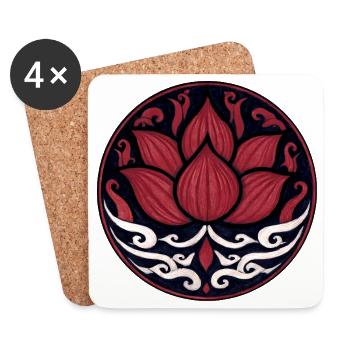 Red Lotus Flower – Spiritual Ornament Design - Coasters (set of 4) - white - Front