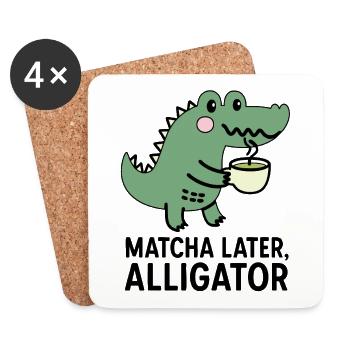 Matcha plus tard, la tendance des alligators dit que le thé est viral - Dessous de verre (lot de 4) - blanc - Devant