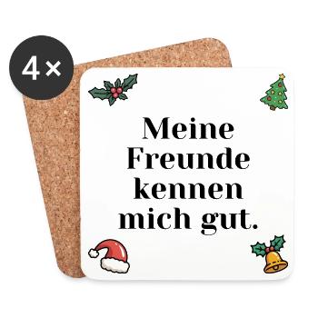 Cadeau de Noël sarcastique pour les amis - Dessous de verre (lot de 4) - blanc - Devant