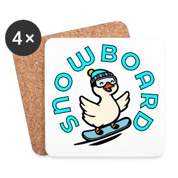Winter Sport Kids Snowboard Chicken - Untersetzer (4er-Set) - Weiß - Vorne