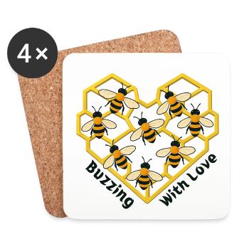 Herz der Bienen - Untersetzer (4er-Set) - Weiß - Vorne