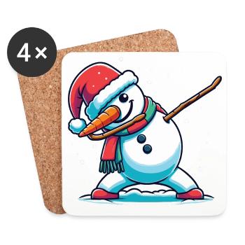 Dabbing Weihnachts Schneemann Dab Weihnachten - Untersetzer (4er-Set) - Weiß - Vorne