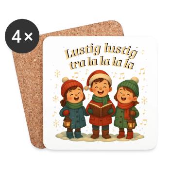 Lustig lustig – tra la la la la | Kinder singen - Untersetzer (4er-Set) - Weiß - Vorne