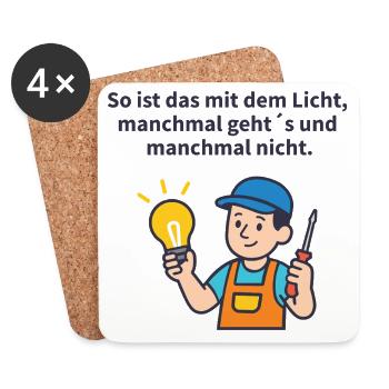 Light tinkerer: screwdriver & light bulb - Coasters (set of 4) - white - Front