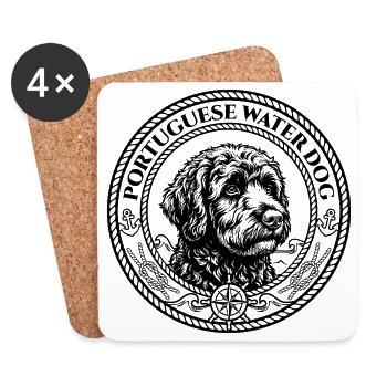 Portuguese Water Dog - Portie - Coasters (set of 4) - white - Front