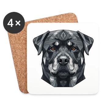 Geometric Dog Face - Coasters (set of 4) - white - Front