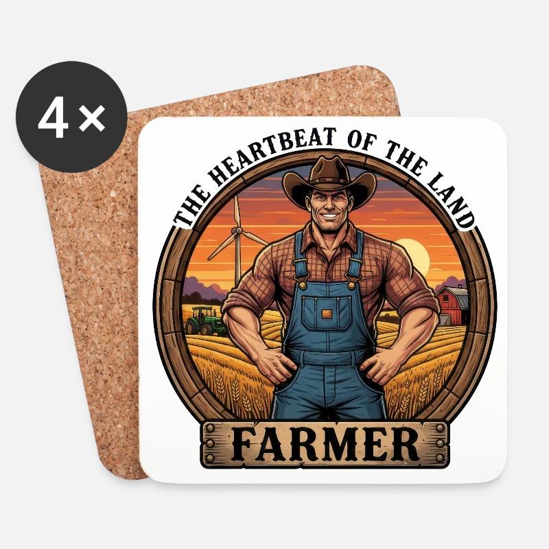 Cuore della Terra: Il Contadino Orgoglioso - Sottobicchieri (set da 4 pezzi) - bianco