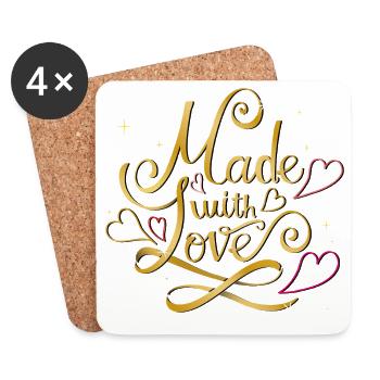 Fait avec amour - Dessous de verre (lot de 4) - blanc - Devant