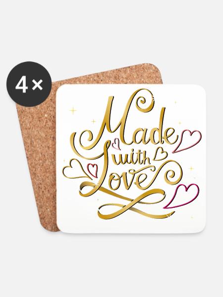 Made with Love - Untersetzer (4er-Set) - Weiß