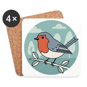 robin - Coasters (set of 4) - white - Front