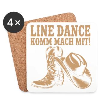 Danse en ligne Venez nous rejoindre ! Bottes western au chapeau de cowboy - Dessous de verre (lot de 4) - blanc - Devant