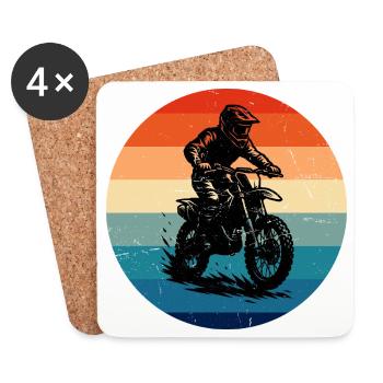 Grand cadeau de motocross pour le motocross - Dessous de verre (lot de 4) - blanc - Devant