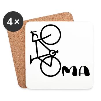 Oma Radfahrerin Fahrrad - Untersetzer (4er-Set) - Weiß - Vorne