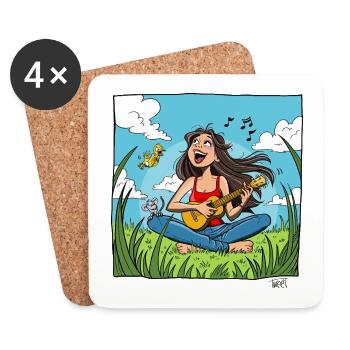 Girl_Ukulele - Untersetzer (4er-Set) - Weiß - Vorne