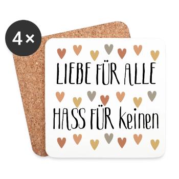 Love for all, hate for none, world peace - Coasters (set of 4) - white - Front