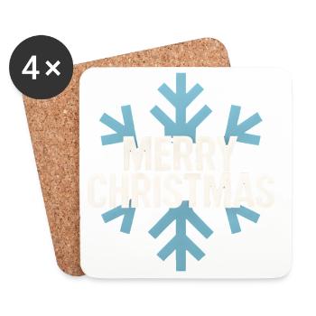 Schneeflocke Blaue Frohe Weihnachten - Untersetzer (4er-Set) - Weiß - Vorne
