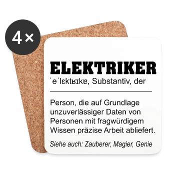 Elektriker lustige Definition Beruf - Untersetzer (4er-Set) - Weiß - Vorne