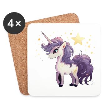 Star Unicorn with Purple Mane - Coasters (set of 4) - white - Front
