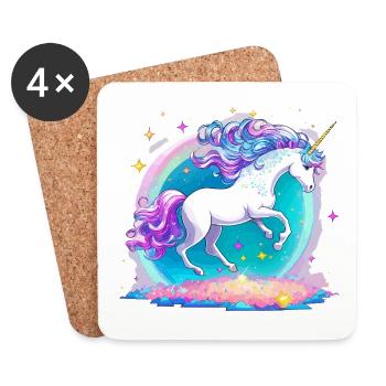 Einhorn Galaxie Neon - Untersetzer (4er-Set) - Weiß - Vorne