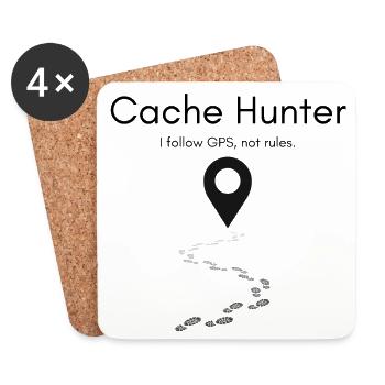 Cache Hunter Shirt – GPS Abenteuer Outdoor - Untersetzer (4er-Set) - Weiß - Vorne