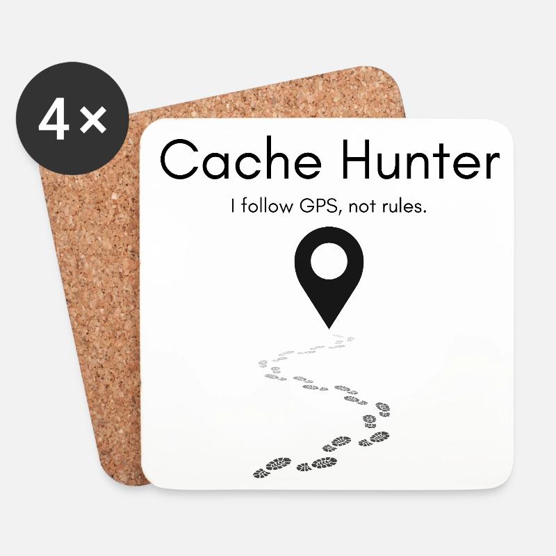 Cache Hunter Shirt – GPS Abenteuer Outdoor - Untersetzer (4er-Set) - Weiß