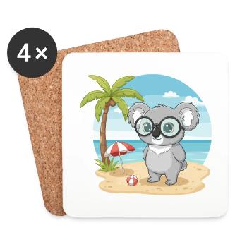Süßer Koala mit Brille Strand-Sommerurlaub - Untersetzer (4er-Set) - Weiß - Vorne