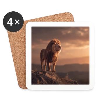Majestätisch der Löwenkönig im Abendlicht - Coasters (set of 4) - white - Front