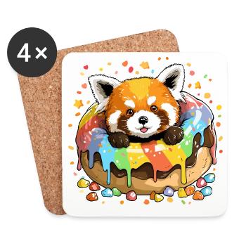 Red Panda Cake Magic - Coasters (set of 4) - white - Front