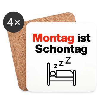 Monday is Rest Day – Stay in Bed, AU, Sick - Coasters (set of 4) - white - Front