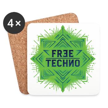 FREE TECHNO #1 – lass uns reden. - Untersetzer (4er-Set) - Weiß - Vorne