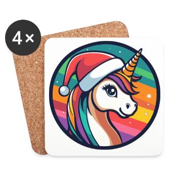 Magie Hivernale de la Licorne - Dessous de verre (lot de 4) - blanc - Devant