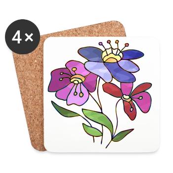 Blumen - Untersetzer (4er-Set) - Weiß - Vorne