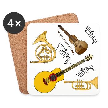Instruments de musique - Dessous de verre (lot de 4) - blanc - Devant