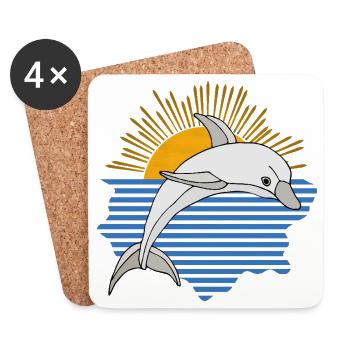 Delfin - Untersetzer (4er-Set) - Weiß - Vorne