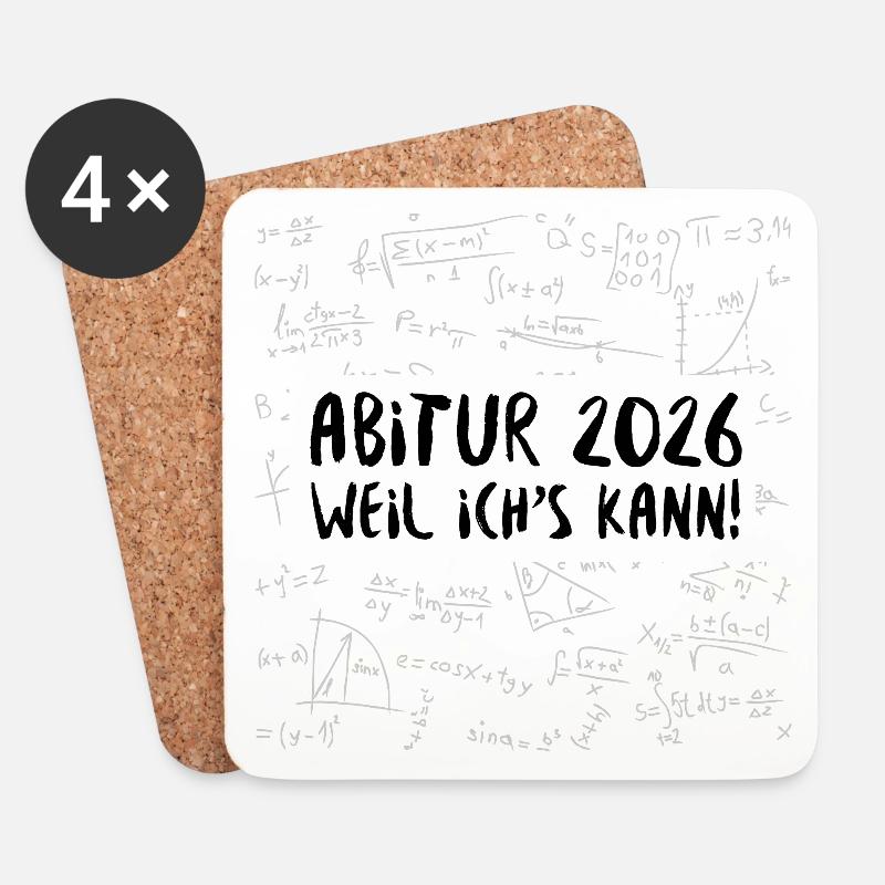 ABITUR 2026 - WEIL ICH'S KANN - Untersetzer (4er-Set) - Weiß