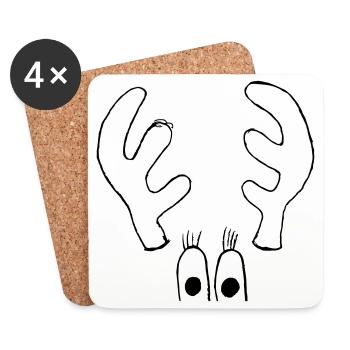 Moose with big eyes - Coasters (set of 4) - white - Front