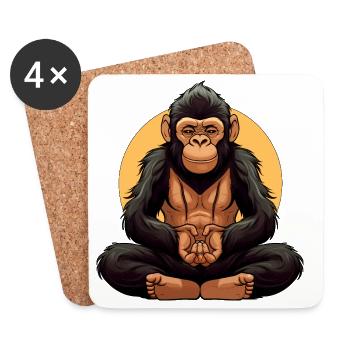 Affe Yogi - Untersetzer (4er-Set) - Weiß - Vorne