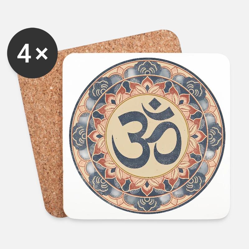 Om Mandala Zen Muster - Untersetzer (4er-Set) - Weiß