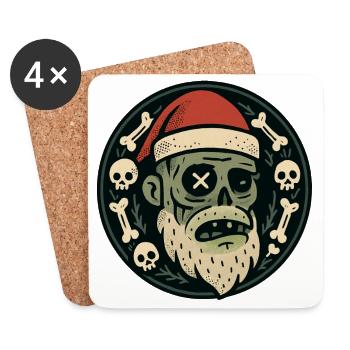 Zombie-Weihnachtsmann - Untersetzer (4er-Set) - Weiß - Vorne