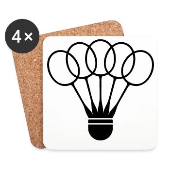 Badminton Shuttlecock with Racket Fan - Coasters (set of 4) - white - Front