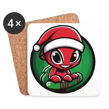 Fourmi avec un chapeau de Père Noël - Dessous de verre (lot de 4) - blanc - Devant