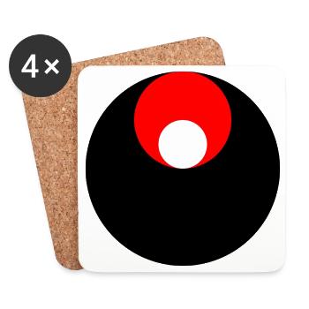 3 circles, black, red and white - Coasters (set of 4) - white - Front