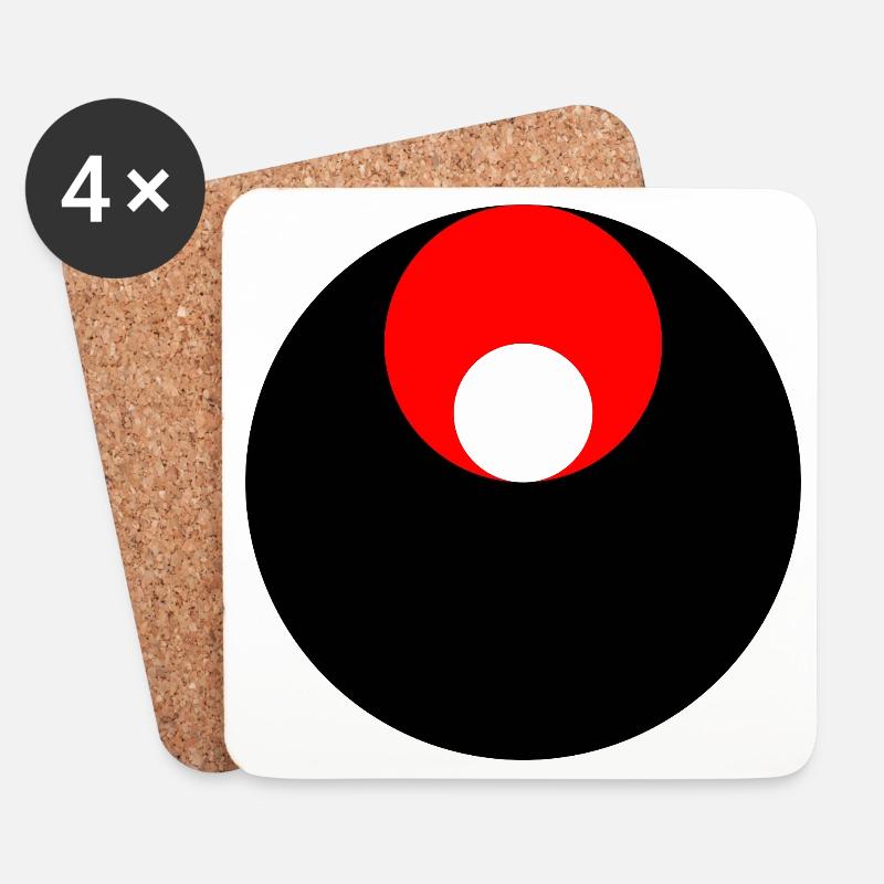 3 Kreise, schwarz, rot und weiß - Untersetzer (4er-Set) - Weiß